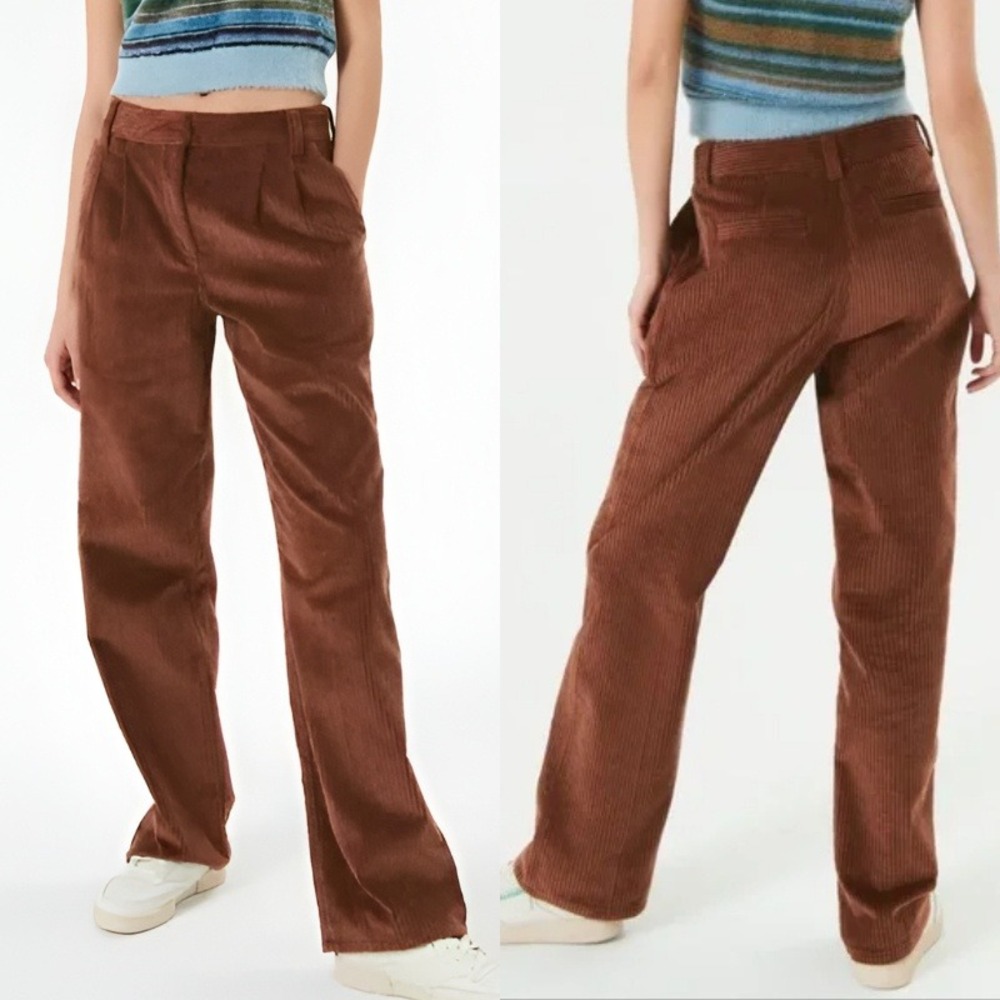 Aritzia Sunday Best Brown Harvey Pant Mid Rise Corduroy Pants Wide Leg Size 6